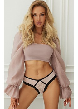 PARIS LIGHT PINK różowe figi damskie z czarnym wykończeniem, Kolor różowo-czarny, Rozmiar S/M, PURE SIN ze sklepu Primodo w kategorii Majtki damskie - zdjęcie 187963607