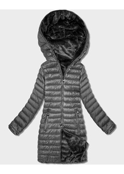 Dwustronna kurtka - futro damskie Goodlookin grafit (P3-6001-27) ze sklepu goodlookin.pl w kategorii Płaszcze damskie - zdjęcie 187964918