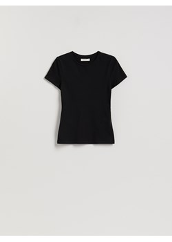 Reserved - T-shirt slim fit - czarny ze sklepu Reserved w kategorii Bluzki damskie - zdjęcie 187965297