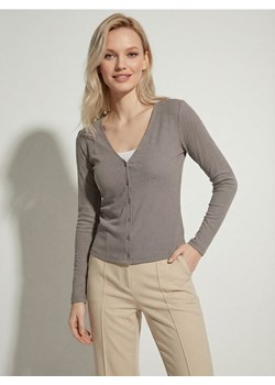 Sinsay - Prążkowana bluzka z wiskozy - brązowy ze sklepu Sinsay w kategorii Bluzki damskie - zdjęcie 187966118