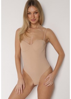 Beżowe Body Bieliźniane do Ubrań z Wyciętymi Plecami i Odkrytymi Ramionami Urilvia ze sklepu born2be.pl w kategorii Body damskie - zdjęcie 187967657