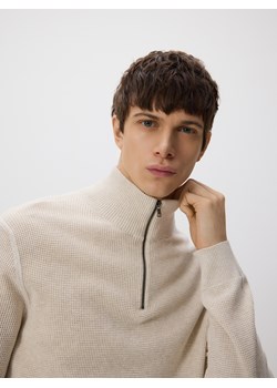 Reserved - Sweter z rozpinanym golfem - beżowy ze sklepu Reserved w kategorii Swetry męskie - zdjęcie 187968955