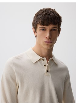 Reserved - Sweter polo z bawełną - beżowy ze sklepu Reserved w kategorii Swetry męskie - zdjęcie 187968996