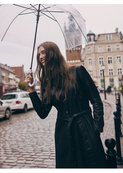 Reserved - Skórzana szmizjerka z wiązaniem - ciemnobrązowy ze sklepu Reserved w kategorii Sukienki - zdjęcie 187969168