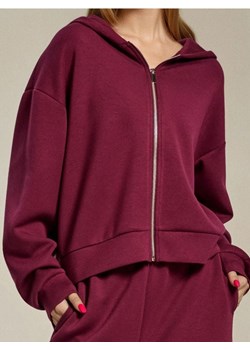 Sinsay - Rozpinana bluza z kapturem soft touch - bordowy ze sklepu Sinsay w kategorii Bluzy damskie - zdjęcie 187969985