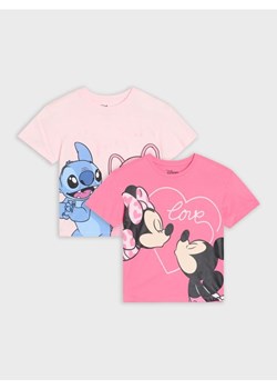 Sinsay - Bawełniane koszulki z nadrukiem Minnie and Stitch 2 pack - kremowy ze sklepu Sinsay w kategorii Bluzki dziewczęce - zdjęcie 187970107