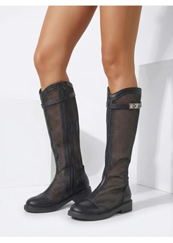 Royalfashion Wysokie ażurowe damskie botki Ovittole ze sklepu royalfashion.pl w kategorii Kozaki damskie - zdjęcie 187972305