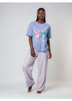 Sinsay - Bawełniana piżama dwuczęściowa z nadrukiem Stitch - błękitny ze sklepu Sinsay w kategorii Piżamy damskie - zdjęcie 187972676