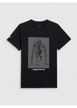 Męski t-shirt z nadrukiem 4F 4FWAW25TTSHM3129 - czarny ze sklepu Sportstylestory.com w kategorii T-shirty męskie - zdjęcie 187972815