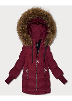 Zimowa kurtka damska z dzianinowymi ściągaczami Goodlookin bordowa (KK60616) ze sklepu goodlookin.pl w kategorii Kurtki damskie - zdjęcie 187973195