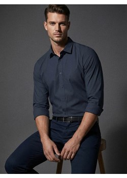 Sinsay - Gładka koszula basic - granatowy ze sklepu Sinsay w kategorii Koszule męskie - zdjęcie 187973926