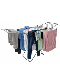 Srebrna rozkładana suszarka na pranie N0-R93 ze sklepu Edinos.pl w kategorii Akcesoria łazienkowe - zdjęcie 187974279