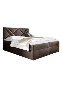 Brązowe łóżko kontynentalne z pojemnikiem 5 rozmiarów - Velvaro ze sklepu Edinos.pl w kategorii Łóżka i materace - zdjęcie 187974676