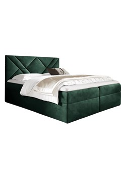 Zielone łóżko kontynentalne z pojemnikiem 5 rozmiarów - Velvaro ze sklepu Edinos.pl w kategorii Łóżka i materace - zdjęcie 187974687