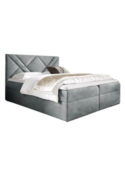 Szare łóżko kontynentalne z zagłówkiem 5 rozmiarów - Velvaro ze sklepu Edinos.pl w kategorii Łóżka i materace - zdjęcie 187974689