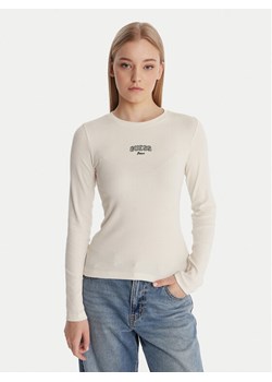 Guess Jeans Bluzka W6RP22 KA0H1 Écru Slim Fit ze sklepu MODIVO w kategorii Bluzki damskie - zdjęcie 187976148