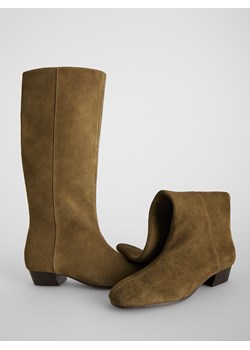 Reserved - Zamszowe kozaki - oliwkowy ze sklepu Reserved w kategorii Kozaki damskie - zdjęcie 187977186