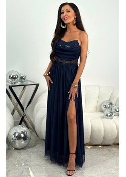 Granatowa suknia wieczorowa premium z gorsetem i cekinami Amaya ze sklepu intimiti.pl w kategorii Sukienki - zdjęcie 187977327