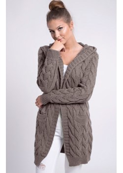 Setin długi kardigan z kapturem GLORIA mocca ze sklepu intimiti.pl w kategorii Swetry damskie - zdjęcie 187977397