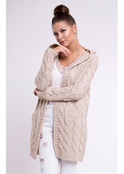 Setin długi kardigan z kapturem GLORIA beżowy ze sklepu intimiti.pl w kategorii Swetry damskie - zdjęcie 187978036
