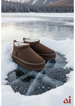 Brązowe Krótkie Śniegowce Vices z Ozdobną Lamówką Olfedi ze sklepu renee.pl w kategorii Śniegowce damskie - zdjęcie 187978269