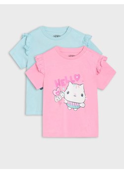 Sinsay - Koszulki z ozdobnymi falbanami 2 pack Gabby's Dollhouse - błękitny ze sklepu Sinsay w kategorii Bluzki dziewczęce - zdjęcie 187978459