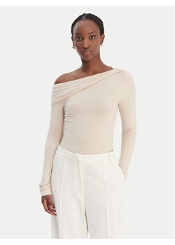 Guess Bluzka W6RP15 KD012 Beżowy Slim Fit ze sklepu MODIVO w kategorii Bluzki damskie - zdjęcie 187978877