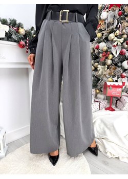 Szare Eleganckie Spodnie z Szerokimi Nogawkami ze sklepu ModnaKiecka.pl w kategorii Spodnie damskie - zdjęcie 187979696