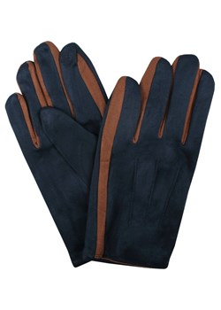 Miękkie i Delikatne Rękawiczki Męskie - Bawełniane - Granat z Brązem RKWEMACSHSTR0006bawGRbr ze sklepu JegoSzafa.pl w kategorii Rękawiczki męskie - zdjęcie 187980086