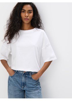 Mohito - Bawełniany t-shirt - biały ze sklepu Mohito w kategorii Bluzki damskie - zdjęcie 187981998