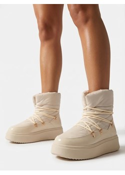 Royalfashion Wsuwane śniegowce damskie w kremowym kolorze Dabenda ze sklepu royalfashion.pl w kategorii Śniegowce damskie - zdjęcie 187982115