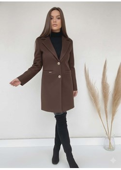 elegancki klasyczny płaszcz classico z podszewką - ciemna czekolada ze sklepu STYLOWO w kategorii Płaszcze damskie - zdjęcie 187982855