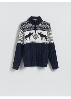 Reserved - Sweter z golfem - granatowy ze sklepu Reserved w kategorii Swetry męskie - zdjęcie 187983186