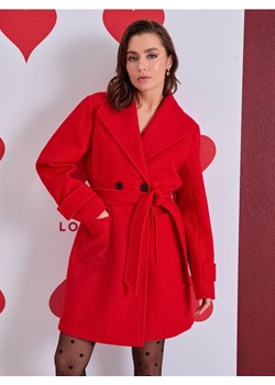 Sinsay - Klasyczny płaszcz dwurzędowy z kieszeniami - czerwony ze sklepu Sinsay w kategorii Płaszcze damskie - zdjęcie 187983587