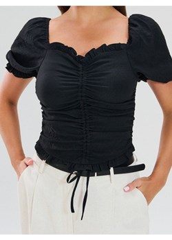 Sinsay - Bluzka z bufkami i drapowaniem - czarny ze sklepu Sinsay w kategorii Bluzki damskie - zdjęcie 187983595