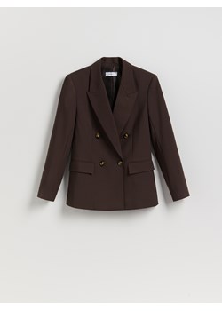 Reserved - Dwurzędowa marynarka - ciemnobrązowy ze sklepu Reserved w kategorii Marynarki damskie - zdjęcie 187984376