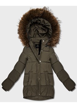 Kurtka puchowa z kapturem khaki (KK60610) ze sklepu goodlookin.pl w kategorii Kurtki damskie - zdjęcie 187986485