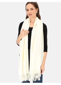 Szal ecru z wełny i kaszmiru z białym haftem Potis & Verso ze sklepu Eye For Fashion w kategorii Szaliki i chusty damskie - zdjęcie 187986695
