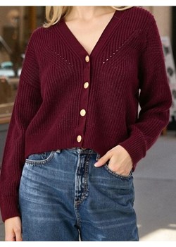 Sinsay - Kardigan z ozdobnymi guzikami - bordowy ze sklepu Sinsay w kategorii Swetry damskie - zdjęcie 187987055