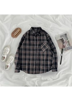 Damska koszula oversize w kratę - Czarny L ze sklepu Intimica.pl w kategorii Koszule damskie - zdjęcie 187987157