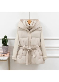 Puchowa kamizelka damska z kapturem - Beżowy S ze sklepu Intimica.pl w kategorii Kamizelki damskie - zdjęcie 187987306