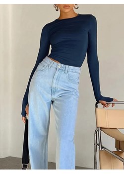 Damska bluzka z otworami na kciuk - Granatowy S ze sklepu Intimica.pl w kategorii Bluzki damskie - zdjęcie 187987317