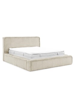 Beżowe łóżko tapicerowane z USB 5 rozmiarów - Cordelio ze sklepu Edinos.pl w kategorii Łóżka i materace - zdjęcie 187987686