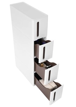 Biała szafka łazienkowa na kółkach L7-T52 ze sklepu Edinos.pl w kategorii Szafki i regały łazienkowe - zdjęcie 187987735