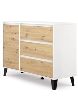 Skandynawska komoda z szafką i szufladami biały + dąb artisan L9-N52 ze sklepu Edinos.pl w kategorii Komody - zdjęcie 187987745