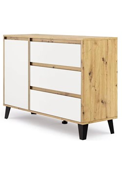 Skandynawska komoda z 3 szufladami dąb artisan + biały N6-D41 ze sklepu Edinos.pl w kategorii Komody - zdjęcie 187987757