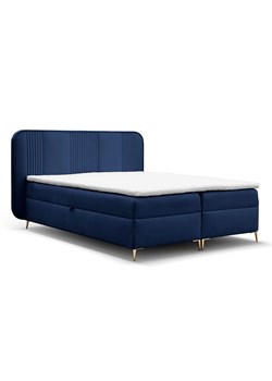 Granatowe welurowe łóżko kontynentalne 4 rozmiary - Averell ze sklepu Edinos.pl w kategorii Łóżka i materace - zdjęcie 187987795