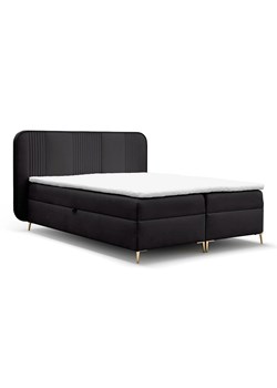 Czarne welurowe łóżko z pojemnikiem 4 rozmiary - Averell ze sklepu Edinos.pl w kategorii Łóżka i materace - zdjęcie 187987798