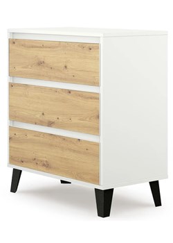 Minimalistyczna komoda z 3 szufladami biały + dąb artisan S1-D15 ze sklepu Edinos.pl w kategorii Komody - zdjęcie 187987817