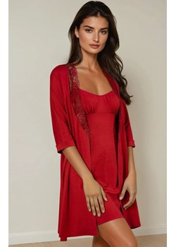 Elegancki szlafrok damski cienki Allure, Kolor wino, Rozmiar S, Momenti per me ze sklepu Intymna w kategorii Szlafroki damskie - zdjęcie 187987866